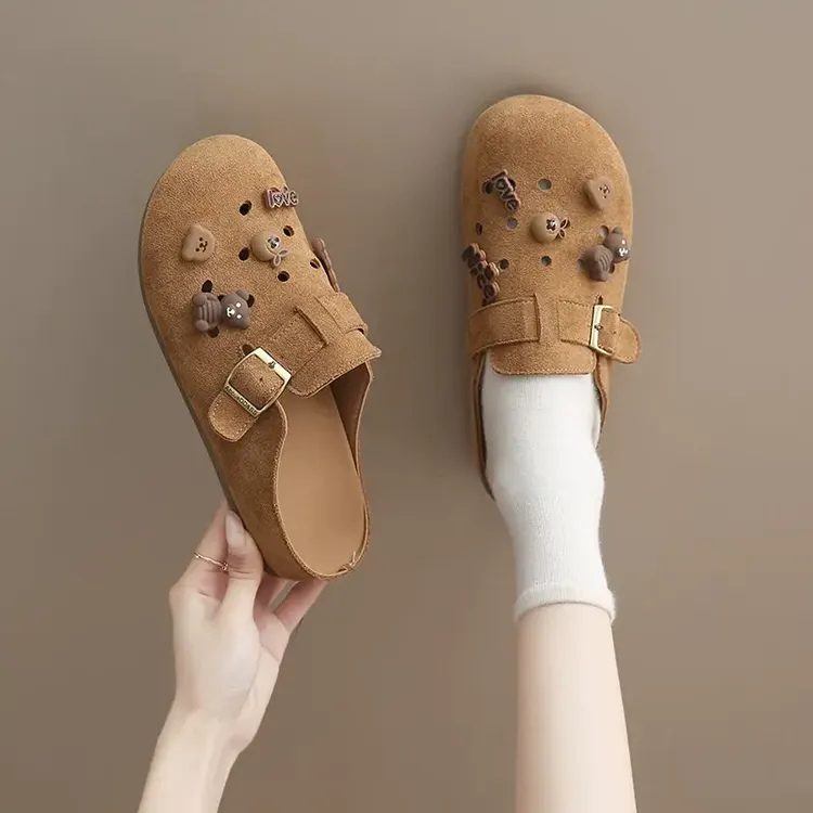 达芺妮勃肯鞋女2025夏新款百搭洞洞鞋外穿孕妇包头拖鞋