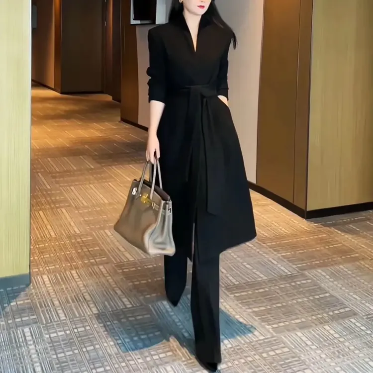 秋新款网红大码女装过膝风衣外套胖mm收腰显瘦长款西装大衣200斤