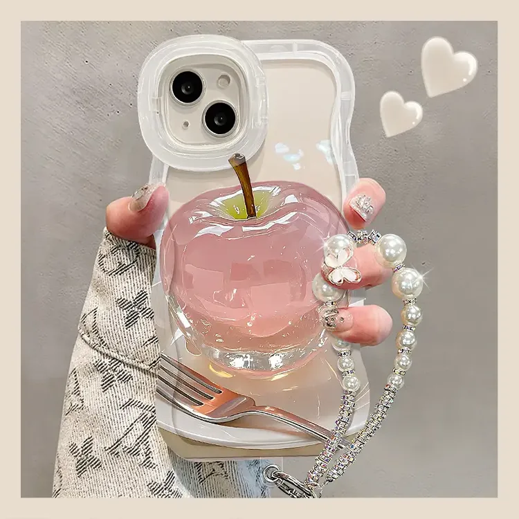 适用适用水晶苹果iPhone16/15双支架创意可爱手机壳华为oppovivo
