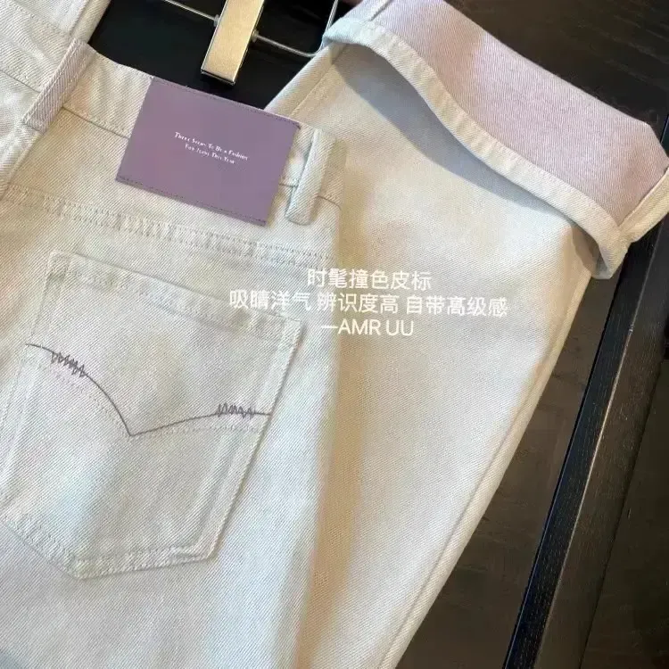 月光灰牛仔裤洋气直筒2025夏季新款爆款高腰显瘦百搭 时尚休闲裤