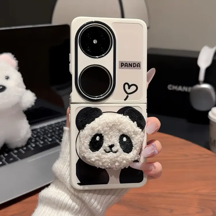 适用于华为POCKET2手机壳奶油壳FINDN3FLIP毛绒熊猫华为pocketS