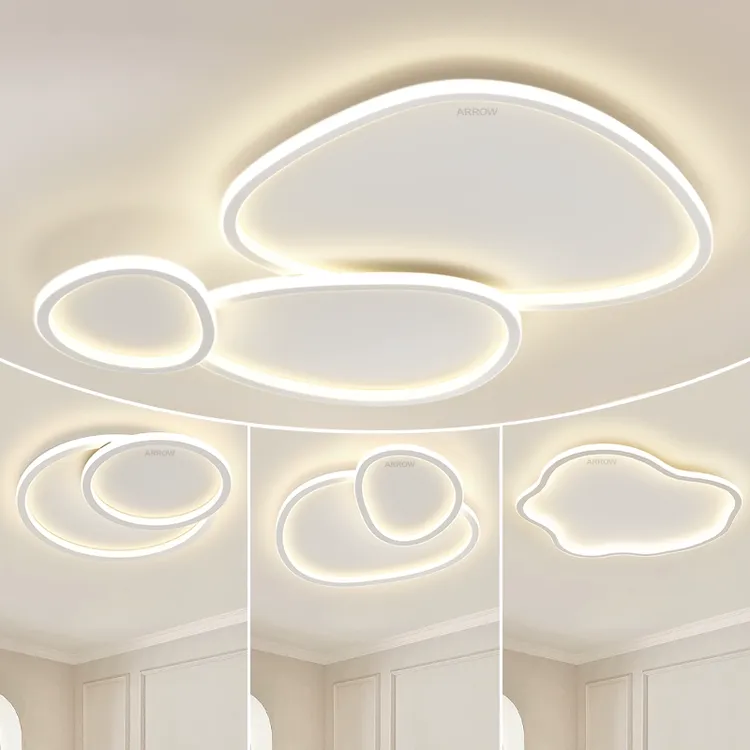 客厅主灯2025新款全光谱护眼现代简约大气鹅卵石吸顶灯卧室灯具