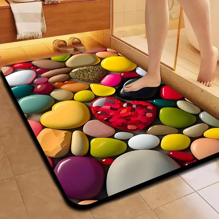 硅藻泥5D立体吸水防滑脚垫家用卧室卫生间洗手台浴室入户门垫门厅