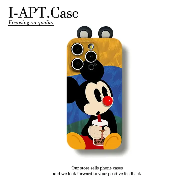 适用羽纱黄蓝绿条米奇菲林软壳苹果16pro手机壳华为oppovivo小米