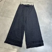 A丽～秋季复古格子木耳边垂感直筒裤