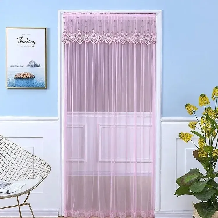 夏季防蚊子纱门帘免打孔防蚊蝇蕾丝门帘魔术贴门帘FF