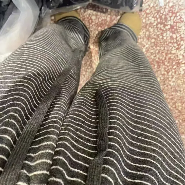 (加绒加厚)2025秋条纹直筒阔腿裤秋冬新款高腰显瘦百搭休闲长裤