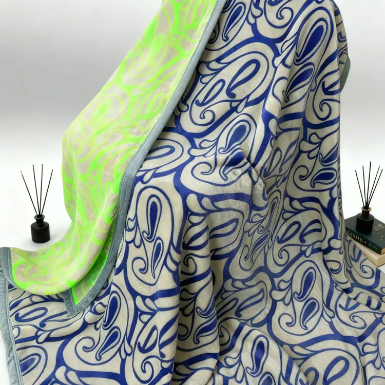 欧式风格双层高定款牛奶绒双色休闲毯加厚沙发毯柔软舒适家用