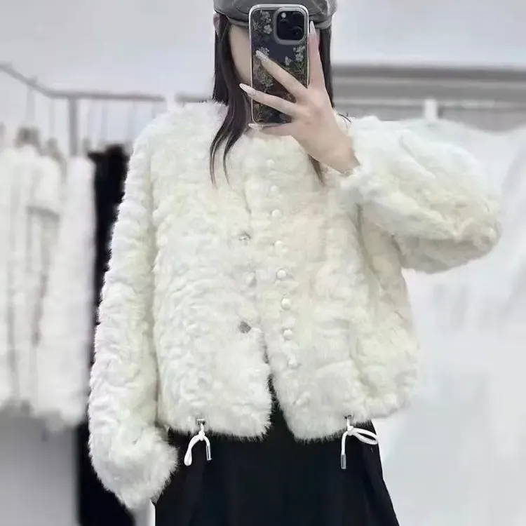 女短款秋冬加厚大翻领双面穿保暖街头风外套