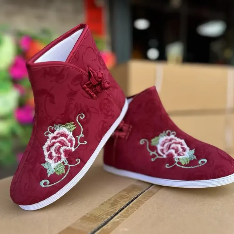 百年专用寿鞋高帮绣花鞋