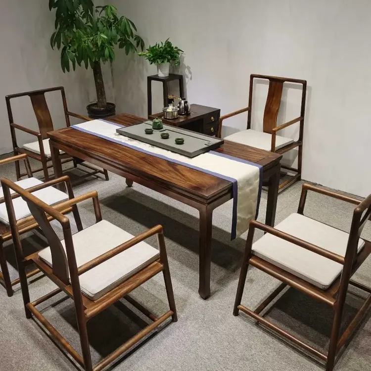 南美胡桃木新中式家用实木茶桌简约厚实茶道