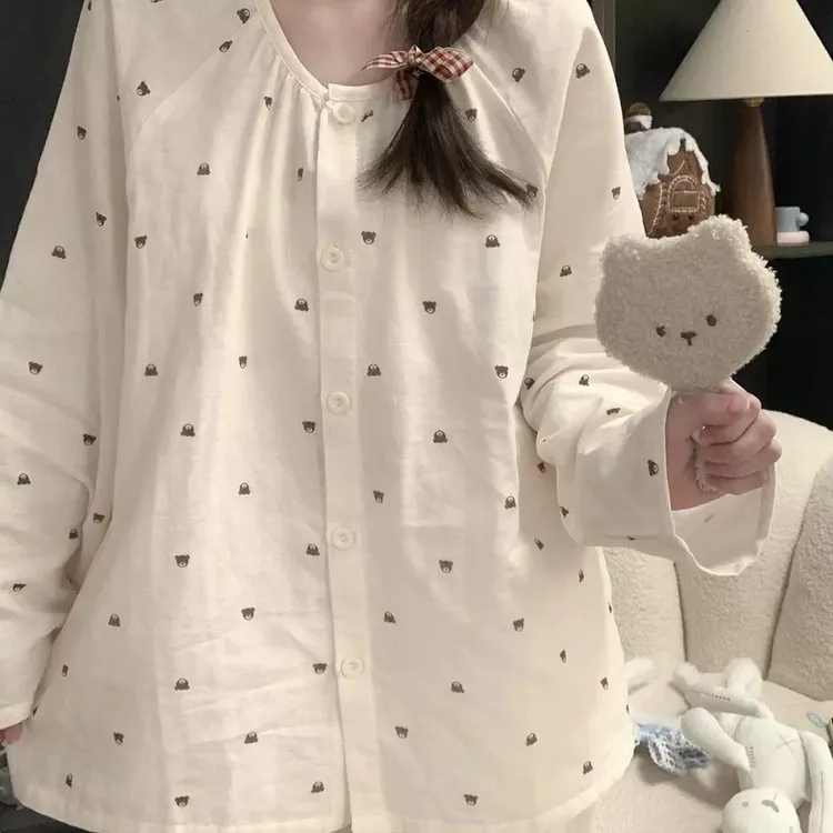 可爱大码圆领睡衣宽松棉绸女士春秋百搭女款2025爆款睡衣长袖长裤