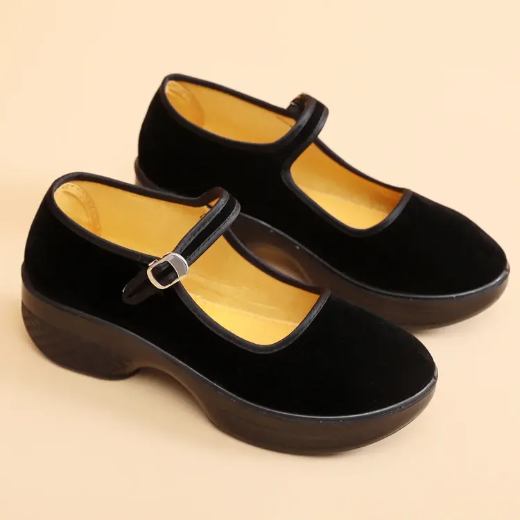 老北京布女士厚底舒适工作鞋妈妈久站不累上班鞋老年人广场舞蹈鞋