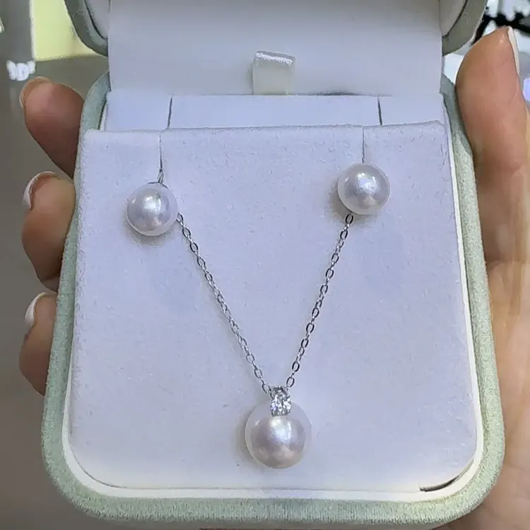 18k金扣爱迪生吊坠10-11mm配s925银针素钉7-8mm经典百搭