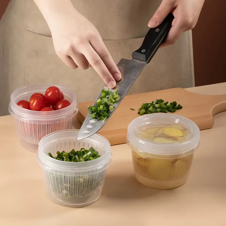 【4个装】葱花收纳盒塑料收纳透明密封盒葱姜蒜水果沥水调料保鲜盒