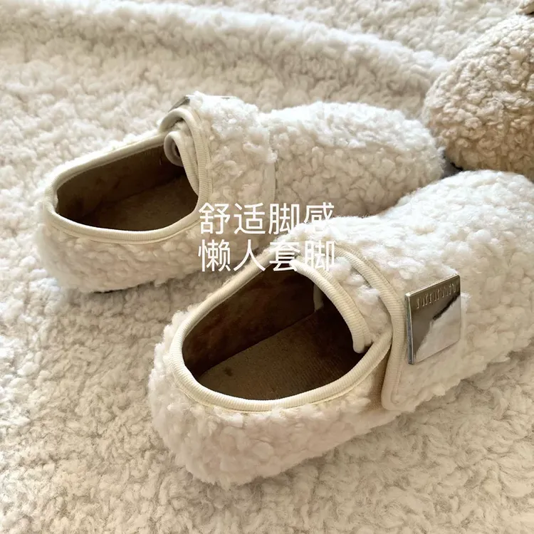 冬日恋歌~INS毛绒保暖温柔小香风毛毛鞋女秋冬高级感加绒豆豆棉鞋