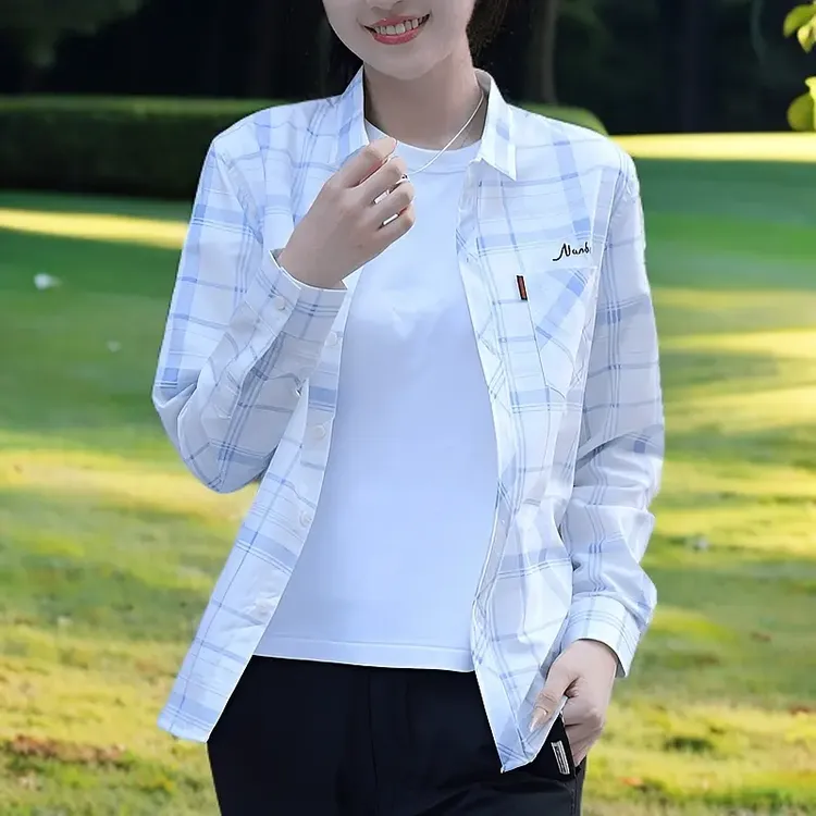 2025夏季新款男士格子帅气修身长袖衬衫休闲情侣百搭衬衣韩版潮流