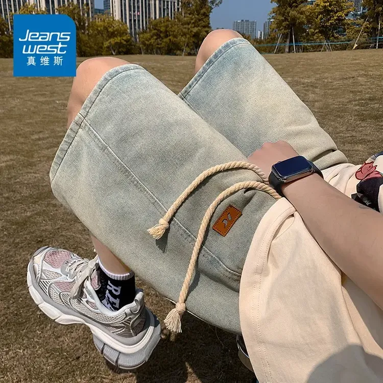 真维斯牛仔短裤男夏季新款高街潮流直筒裤子宽松休闲薄款五分裤