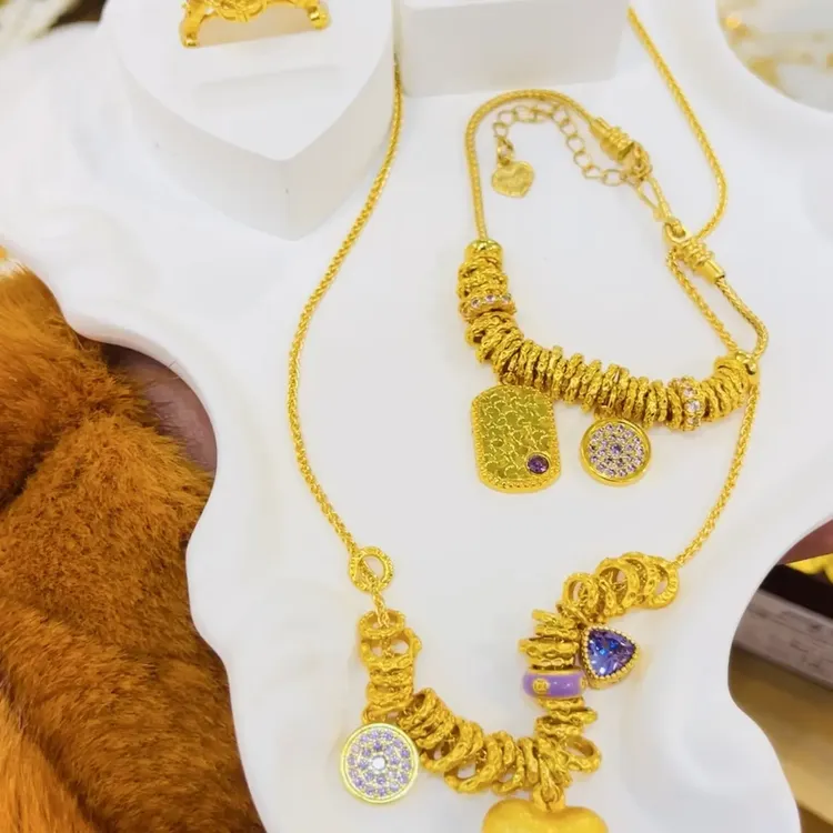 合金项链 铜合金合成锆石项链 手工复古风时尚百搭首饰