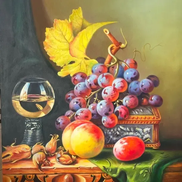 纯手绘油画静物 餐厅电表箱装饰 60x80欧式风格带相框