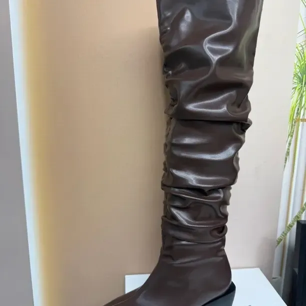 时装靴粗跟过膝长筒靴女靴加绒拉链秋冬高筒靴