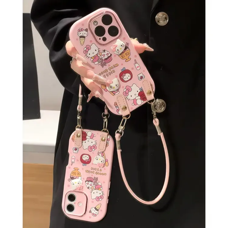 波点雪糕KT挂绳适用17手机壳iPhone16promax华为小米14vivooppo