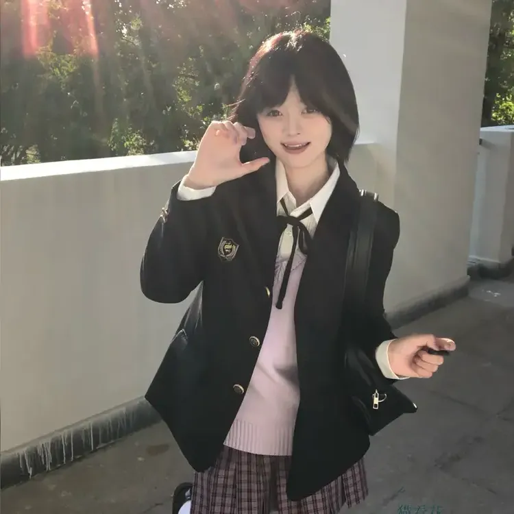 小田町JK西装外套女西服秋冬日系宽松学院风校供感制服jk三粒扣