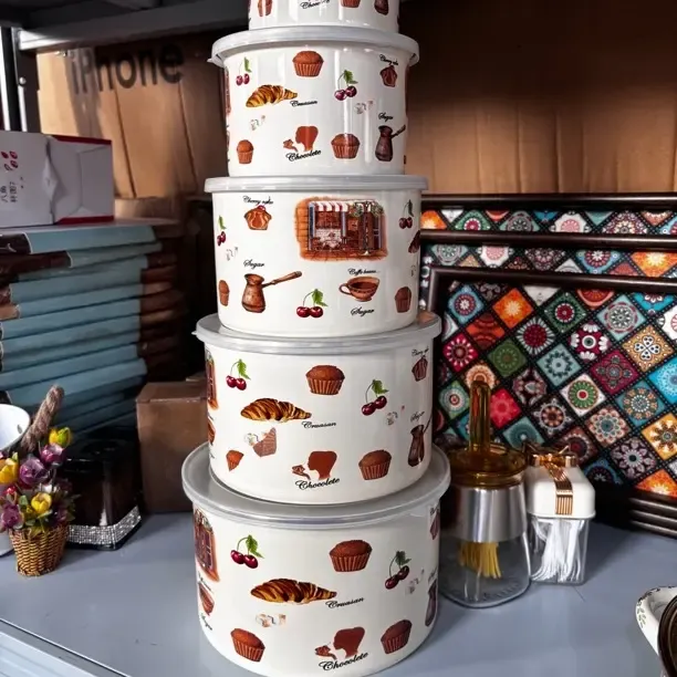 面包花冷藏有盖盖子五件套