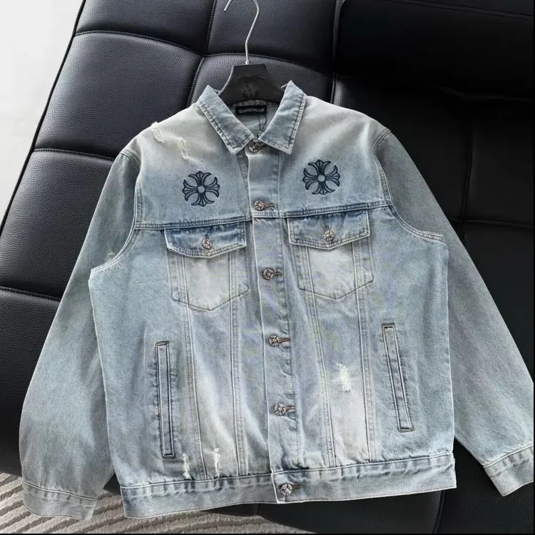 秋冬新款高街水洗做旧印花牛仔外套男款