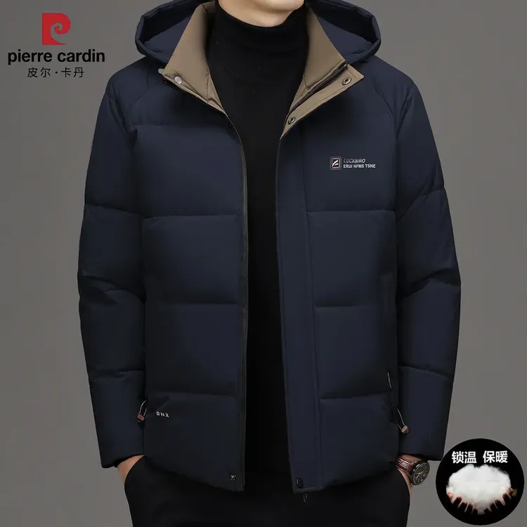 皮尔卡丹冬季高档男士休闲加厚棉服中老年可拆帽男款棉衣外套棉袄