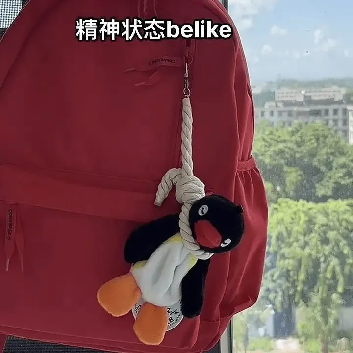 现货网红毛绒玩具玩偶搞怪公仔吊索企鹅背包书包钥匙扣包包挂饰