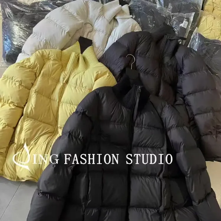 JING2025冬季新款时尚针织立领90白鸭绒保暖羽绒服休闲显瘦百搭外