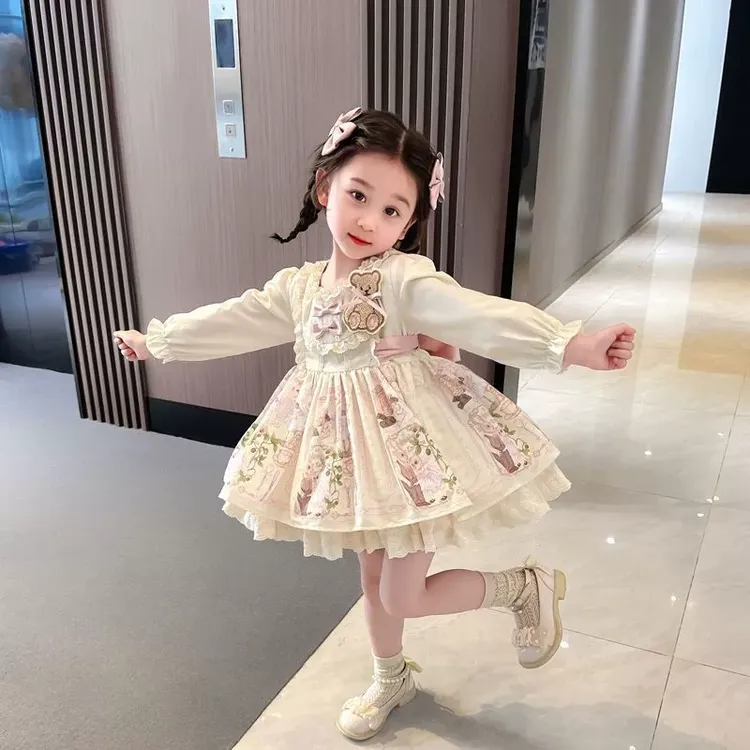 女童春秋冬加绒洛丽塔公主裙儿童可爱洋气连衣裙宝宝生日蓬蓬礼服