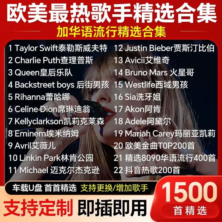 车载音乐u盘欧美经典怀旧英文歌曲无损高音质流行名曲车用优盘mp3