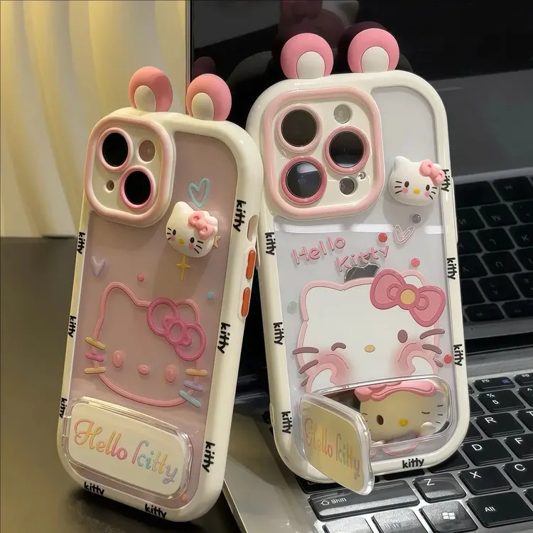 KT猫镜子支架适用苹果16手机壳iPhone15小米14女vivooppo华为p70