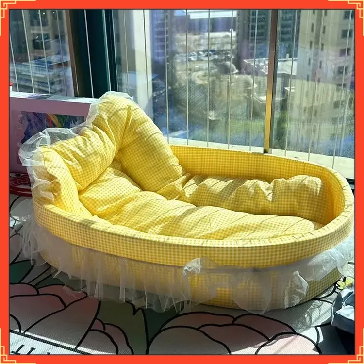 通用猫窝冬季保暖加厚浪漫可拆洗格子宠物窝不粘毛猫咪公主床D772