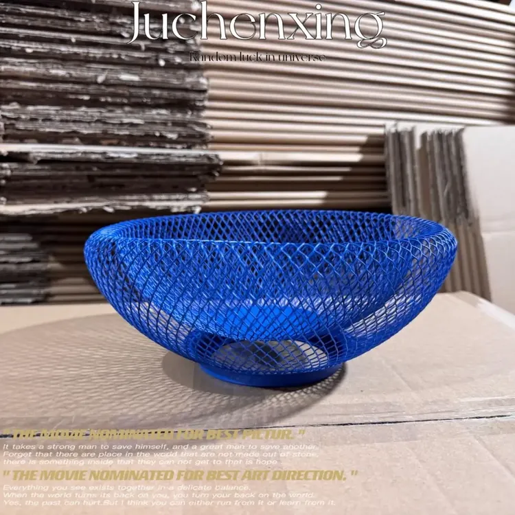 北欧INS风创意手工现代铁艺鸟巢网状收纳盘茶几零食筐果盘