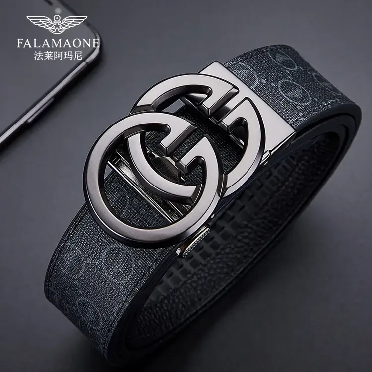 正品法莱阿玛尼男士时尚腰带经典老花皮带年轻人牛仔裤腰带礼盒装