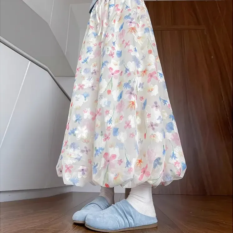 甜美彩色碎花花苞裙裤女2025夏季新款阔腿温柔高腰显瘦休闲蓬蓬裙