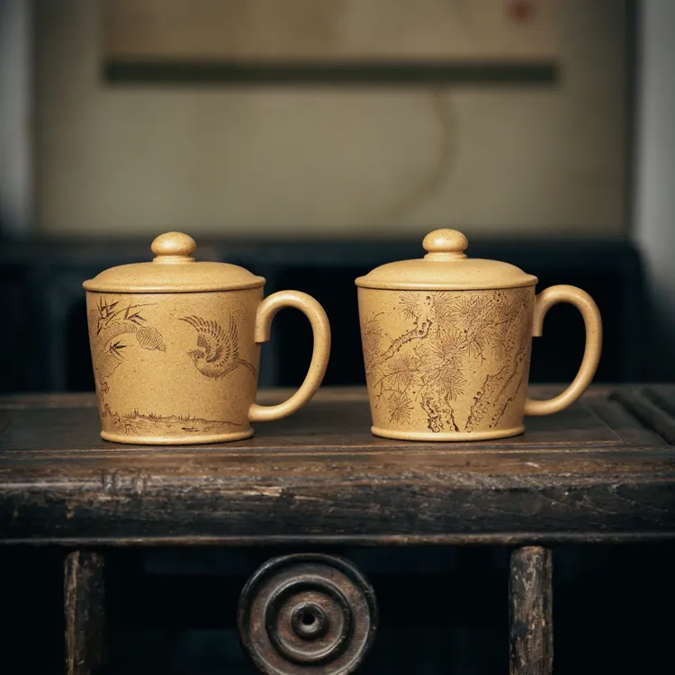 此乐盖杯 手工紫砂杯 原矿黄金段泥 容量150ml