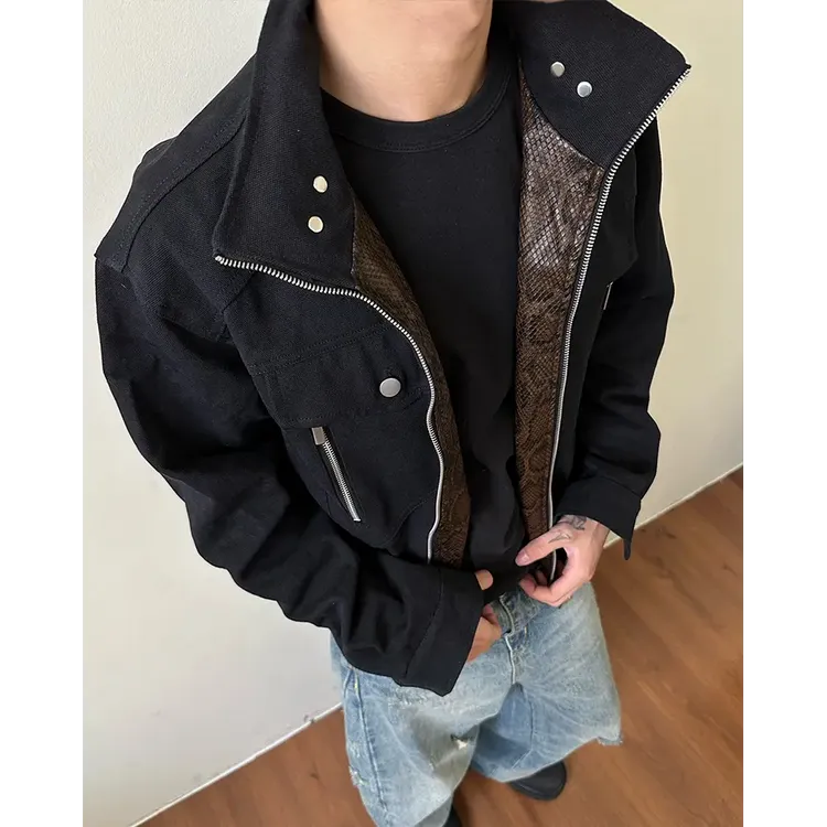 秋季新款座山蟒外套男女款百搭设计感潮牌ins蟒纹座山雕复古夹克