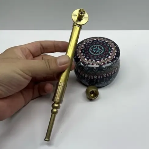 18公分全铜一口香卷烟双锅头配口粮罐纯铜烟袋锅子老人手卷叶烟斗