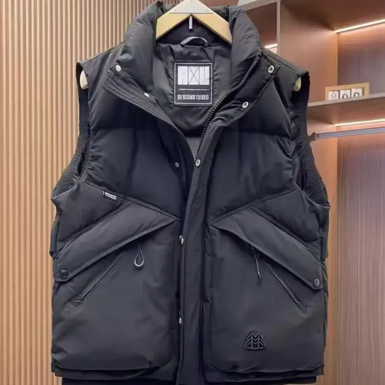 立领加厚男羽绒棉马甲男士冬季潮流百搭工装拉链口袋休闲保暖坎肩