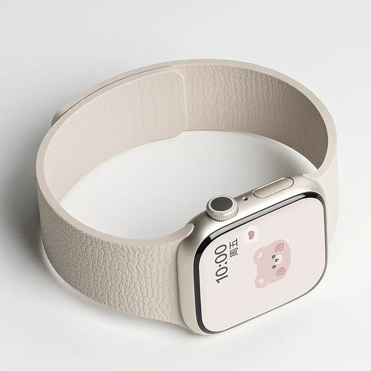 适用iwatch苹果S10手表表带applewatch9磁吸8硅胶荔枝纹7表带运动