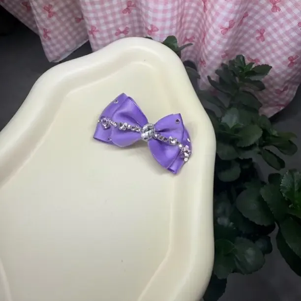 手工宠物狗狗顶夹纯色高级感蝴蝶结发夹头饰