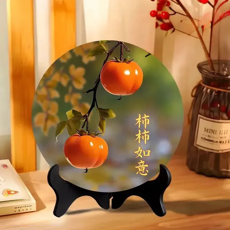 柿柿如意摆件现代装饰画相框餐厅办公室桌面潮款饰品家用乔迁礼物