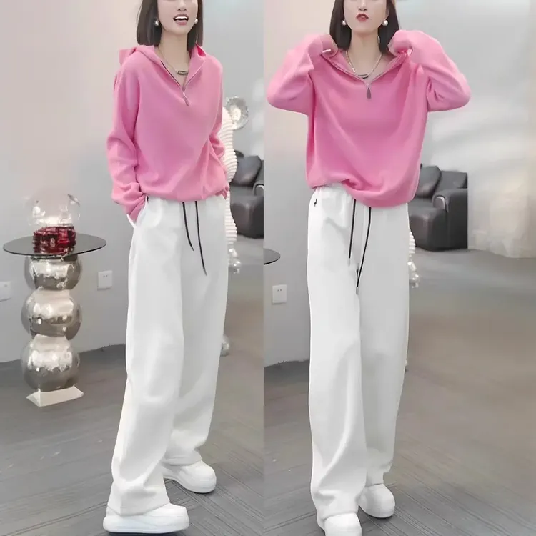 时尚休闲套装女2025春秋新款洋气减龄卫衣阔腿裤秋季穿搭一整套潮