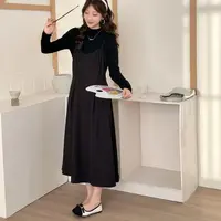 衣凡03551质感收腰连衣裙秋冬显瘦优雅套装