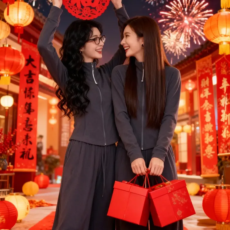 2026年春季高级松弛感穿搭洋气时尚摇粒绒立领外套裤子运动套装女