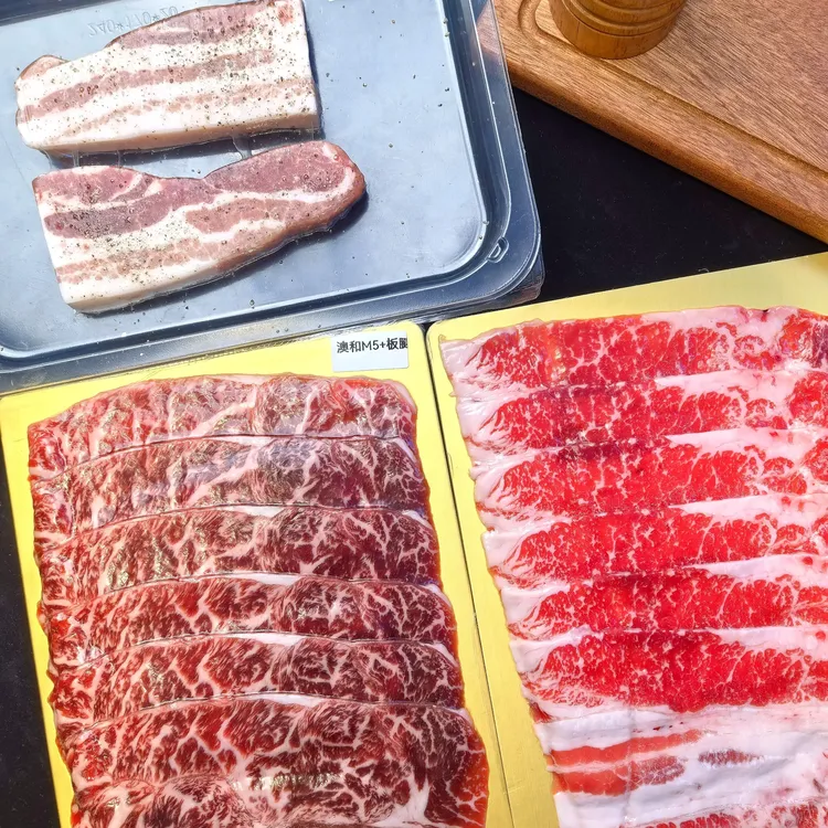 原切牛排原切烤肉，澳洲和牛M5+板腱，肥牛烤肉片，伊比利亚黑猪五花